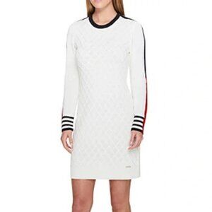 Tommy Hilfiger Cable Knit Sweater Dress Sz XL NWOT White|Red|Navy